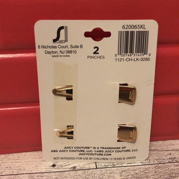 Juicy Couture “Juicy” Bling Rhinestone Diamond Hair Clips Set - Picture 2 of 4